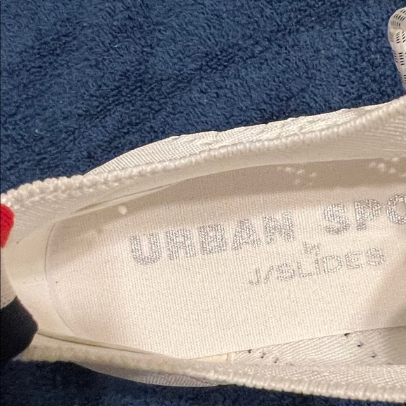 J/SLIDES White Sneakers with Red and Blue Stripes - Picture 3 of 6